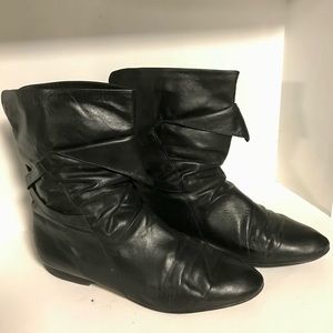 Vintage Cobbies 1980s Black Leather Slouch Boots Booties